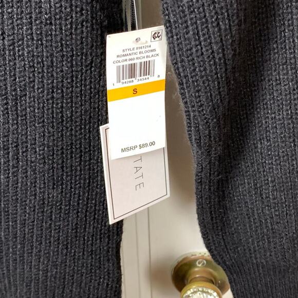 1. STATE Black Open Cold Shoulder Rib Knit Halter Neck Sweater S NWT - Picture 4 of 7